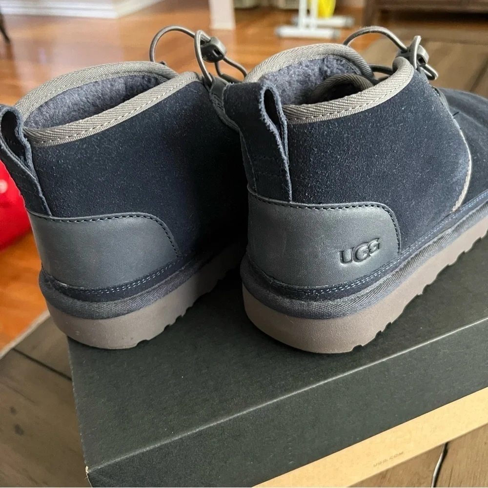 UGGs Men's Navy Suede Neumel Ghillie Chukka Wool Lined Leather Ankle Boots #P11